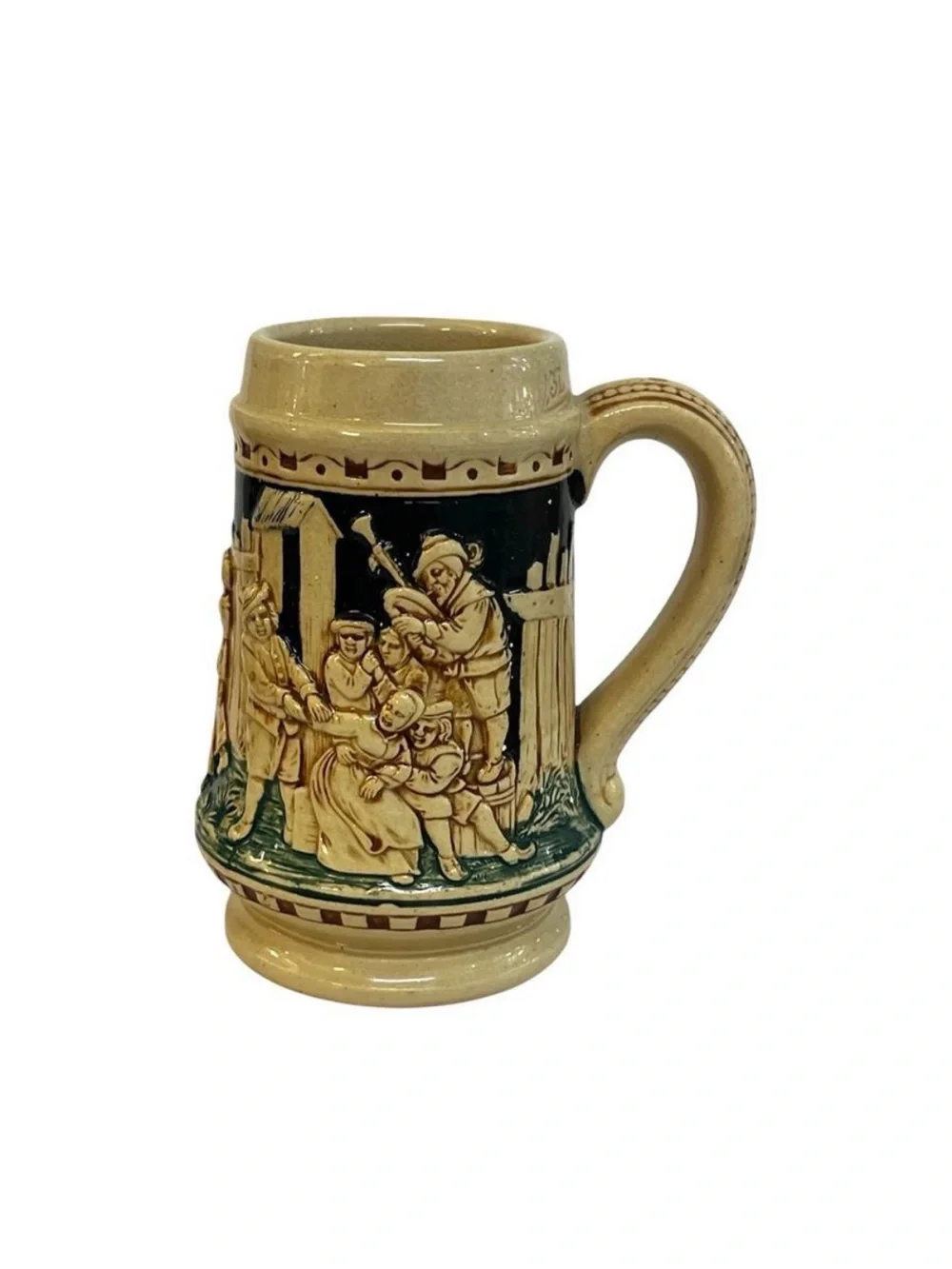 Vintage Dumler Breiden German Beer Stein Mug 1494 Depose Pottery Village Dance
